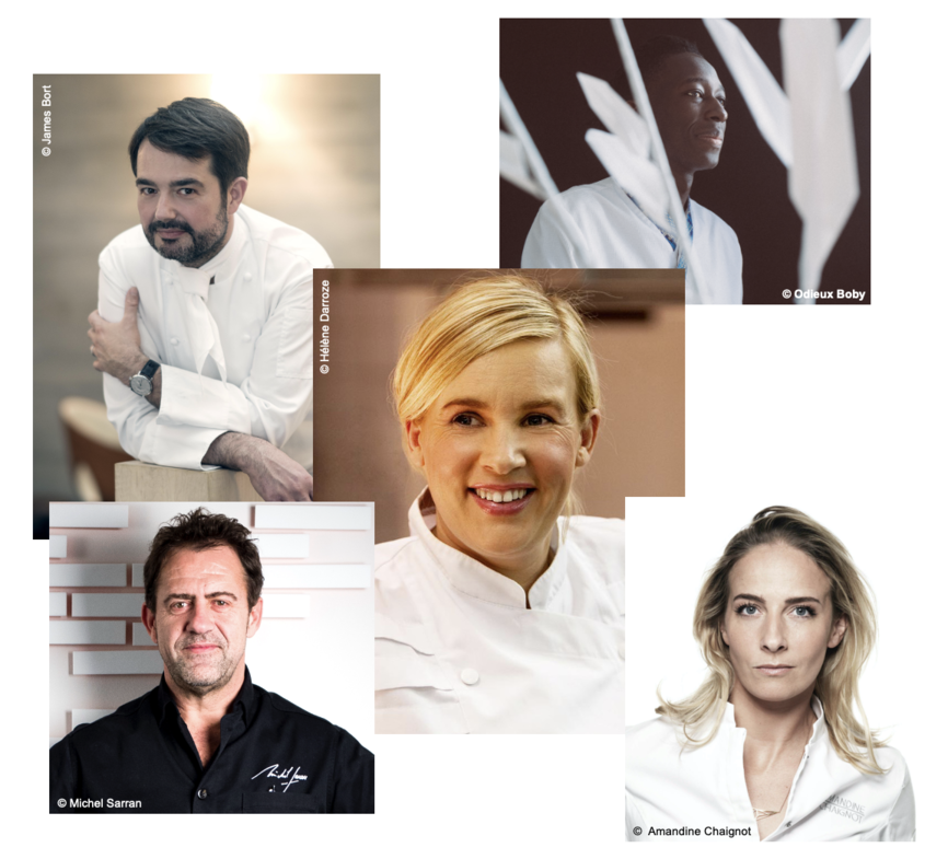 Grands chefs étoilés lors de prestations culinaires pour entreprises.